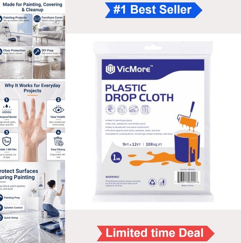 Plastic drop cloth - drop, 9x12