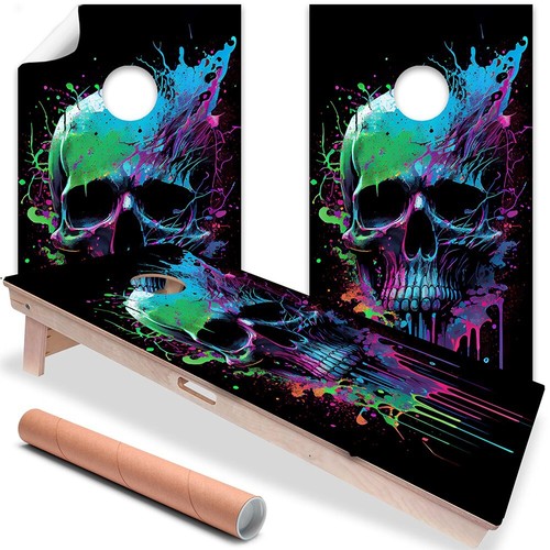 Neon splatter paint skull - paint,